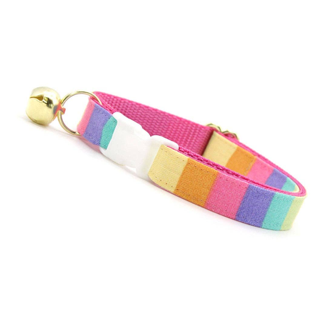 Made By Cleo - "Pastel Rainbow" - Rainbow Cat Collar Adult (8-13)